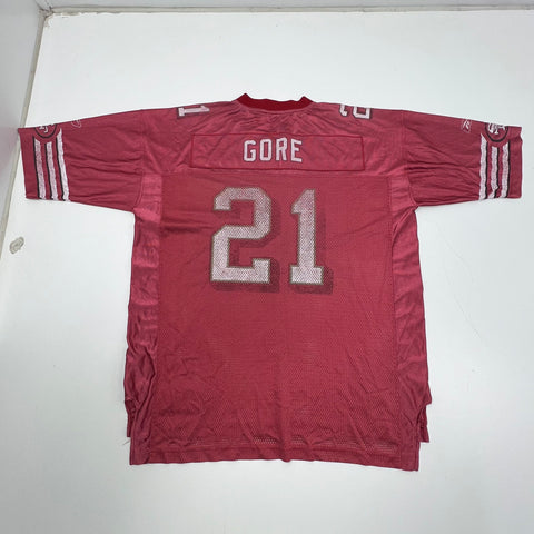 Vintage Reebok 49ers Frank Gore #21 Red Distressed Jersey Men's XL
