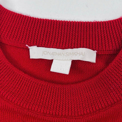 Jonathan Simkhai Women's Red 100% Wool Silver Ring Grommet Sweater Sz S