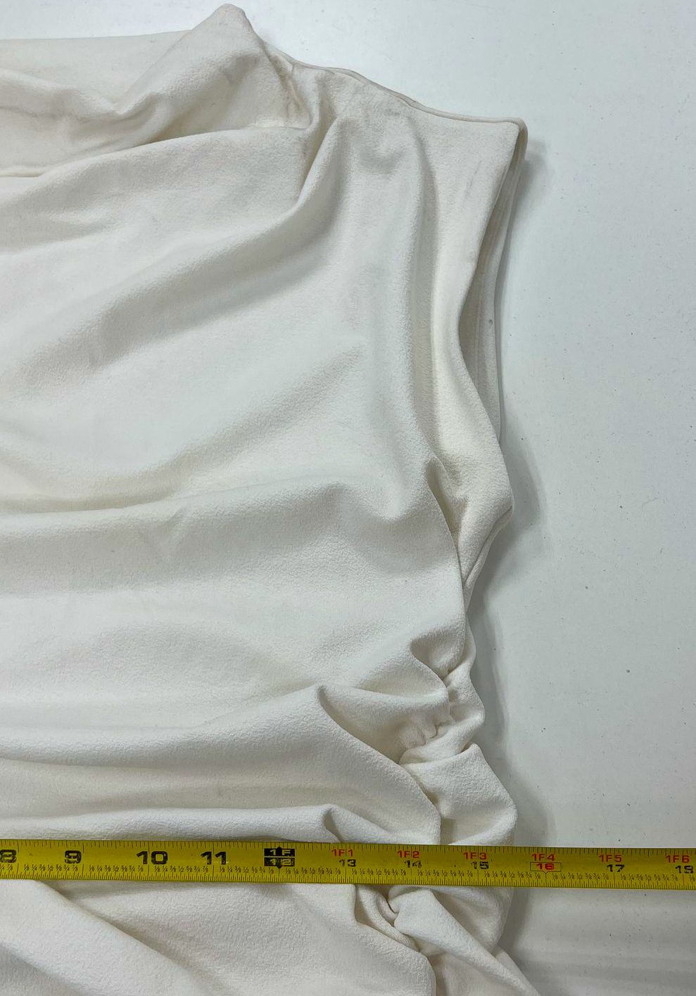 Anthropologie White Ruched Sleeveless Sheath Maxi Dress Women's Size L