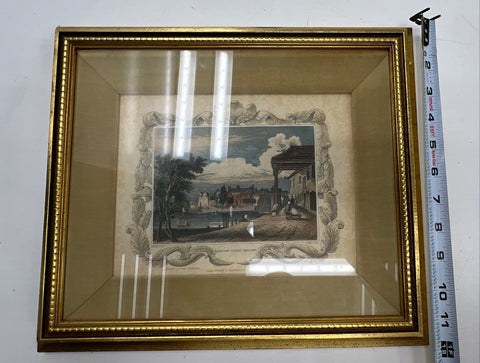 William Tombleson Pair Hand Colored Steel Engravings Hampton Court & Aylesford