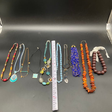 Vintage & Modern Necklace Lot of 10 Fashion Jewelry Beaded Statement Pendants
