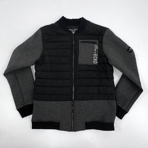 Marc Ecko Cut & Sew Men's Hybrid Quilted Puffer Jacket Black Gray Sz M