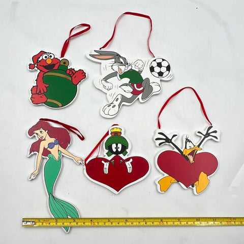 Vintage Christmas Ornament Lot Kurt S. Adler Wood Disney Looney Tunes 5pc 1990s