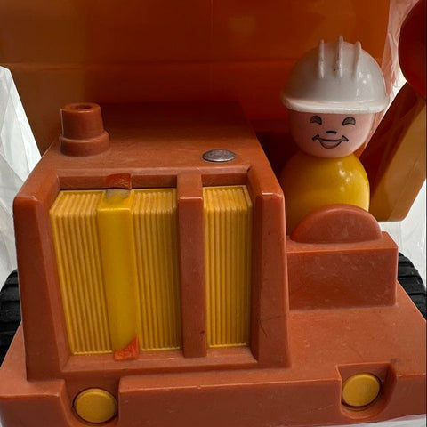 Vintage 70s Fisher-Price 302 Husky Helper Dump Truck Toy Little People Figure