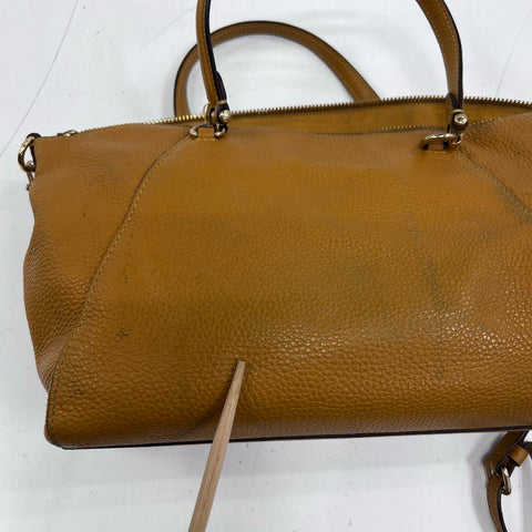 Coach Yellow Pebbled Leather Kelsey Satchel Crossbody Bag Silver Hardware
