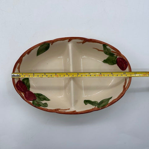 Vintage Apple Pattern Dinnerware 8pc Set 7 Dinner Plates Divided Serving Bowl