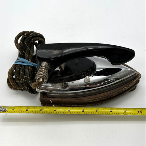 Vintage General Electric HF37 Chrome Electric Iron Steam Dry GE 1950s With Rest
