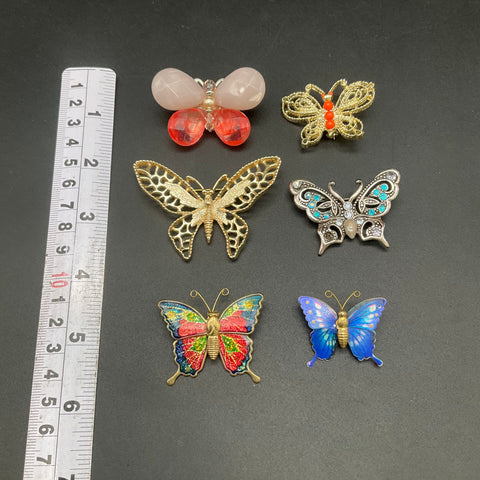 Vintage Sarah Coventry & Costume Jewelry Butterfly Brooches Lot of 6 Enamel