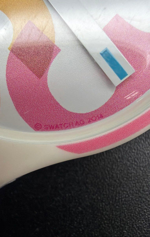 Swatch White Silicone Swiss Quartz Watch Colorful Dial