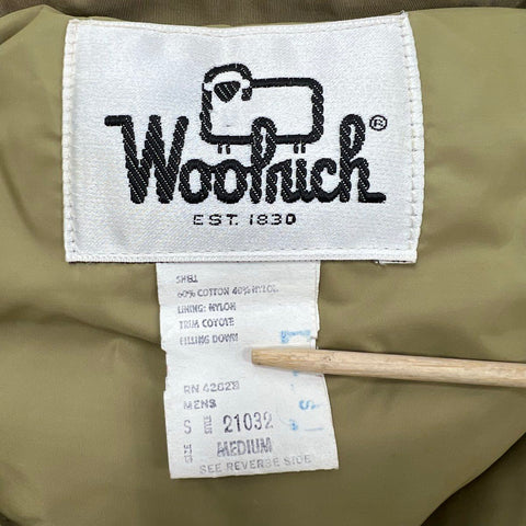 Vintage 80s Woolrich Men's Arctic Parka Down Coat Coyote Fur Hood Tan Sz M