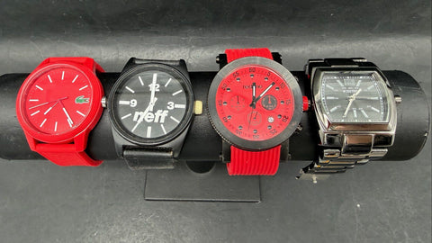 Lot of 4 Mens Watches Lacoste Neff Redline Zoo York Streetwear Style