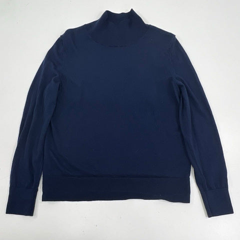 Banana Republic Women's Navy Blue 100% Merino Wool Mock Neck Sweater Size M