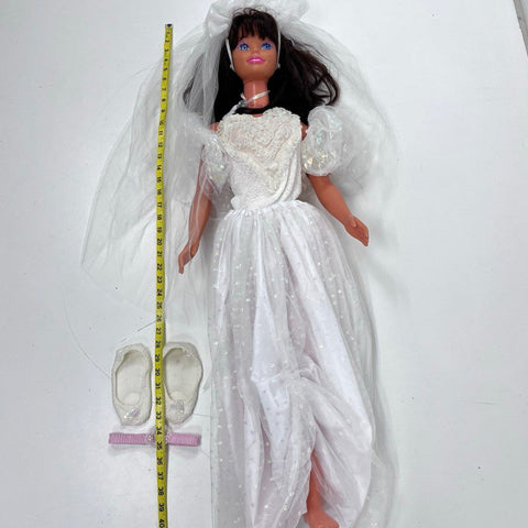 Barbie Mattel My Size Bride Doll 3 Foot Tall Brunette Vintage 1990s With Veil