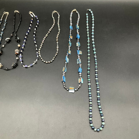 Mixed Beaded Fashion Jewelry Lot of 6 Necklaces Faux Pearl Agate Shell