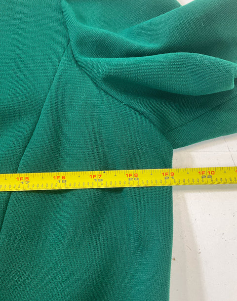 Abe Schrader by Belle Saunders Green Dress & Jacket Set Suede Trim Sz 18 Vintage