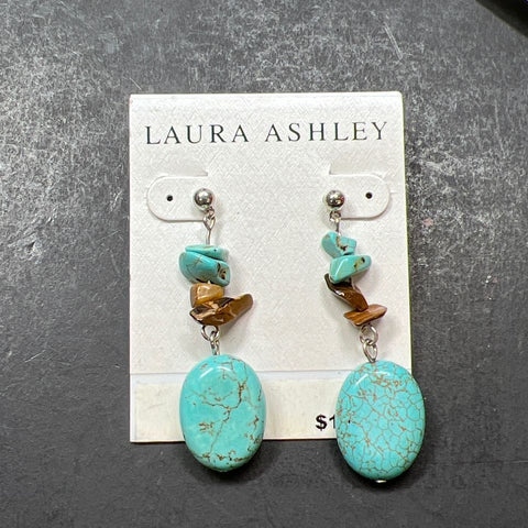 Laura Ashley Turquoise and Tiger's eye Earrings NWT