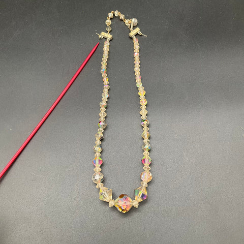 Vintage Beaded Jewelry Lot 3 Necklaces AB Crystal Japan Gold Tone Hong Kong
