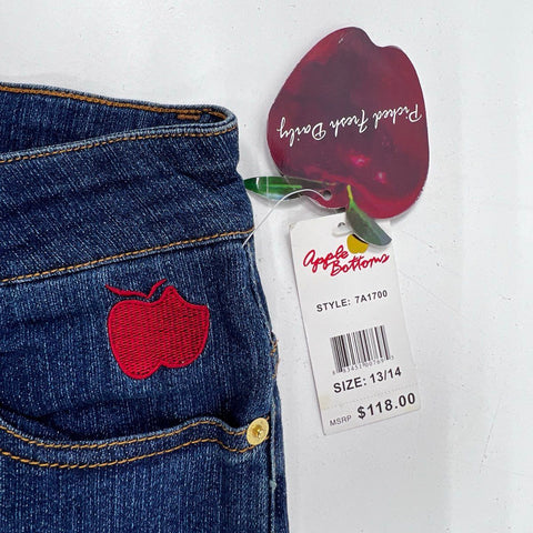 Apple Bottoms Women's Blue Embroidered Bootcut Jeans Size 13/14 NWT