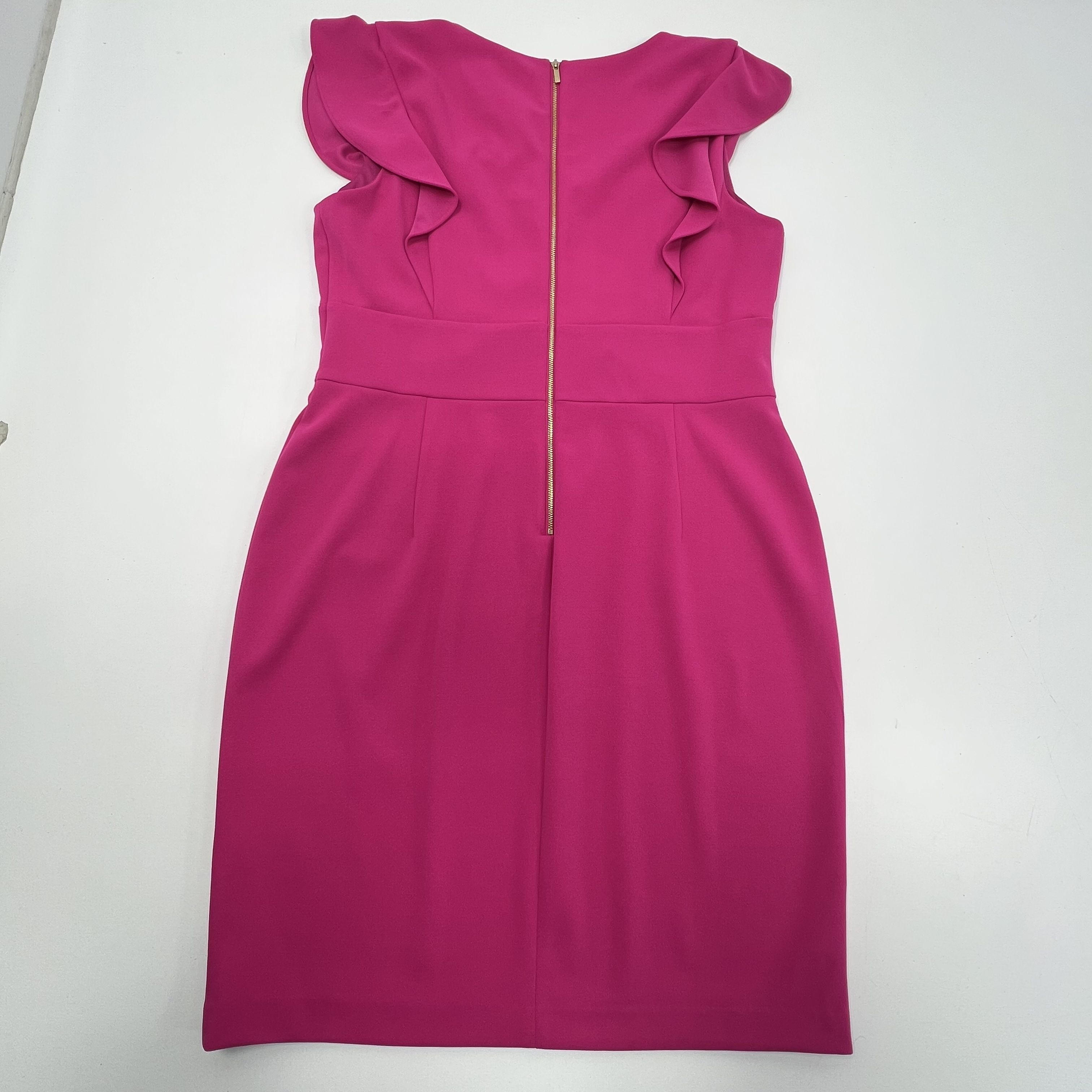NWT DKNY Cap Ruffle Sleeve Pink A-Line Dress SZ 14 DD8D1544