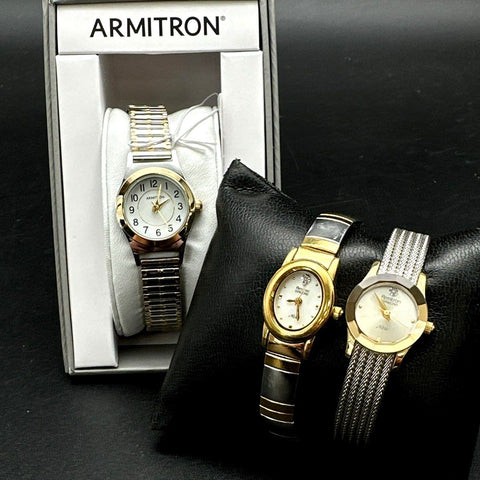 Armitron Women's Watch Lot of 3 Diamond Now & Two-Tone Expander Band Not Tested
