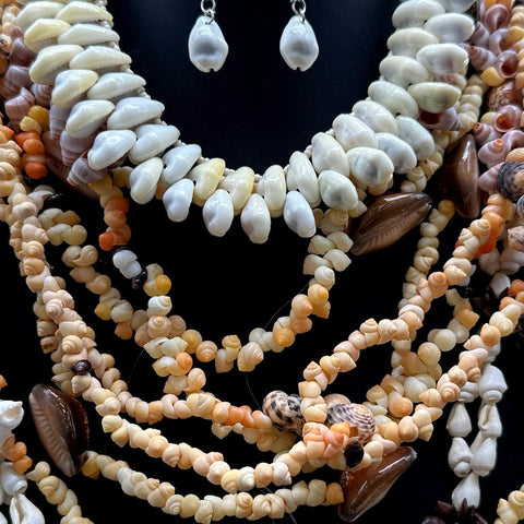 Natural Shell Jewelry Lot 14pc Puka Cowrie Necklaces Earrings Bracelets Boho