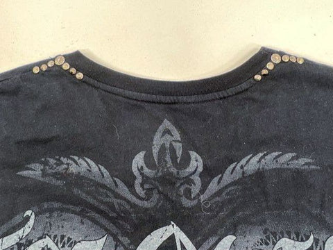 Y2K Konquest MMA Style Bull Horns Graphic Tee Studded Made in USA Sz XL