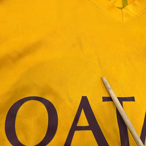 FC Barcelona Men's Yellow Qatar Airways Beko V-Neck Soccer Jersey Shirt Size L