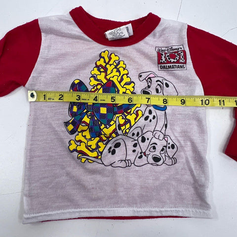 Vintage 90s Disney 101 Dalmatians Toddler Lot of 2 Graphic Striped Shirts Sz 2T