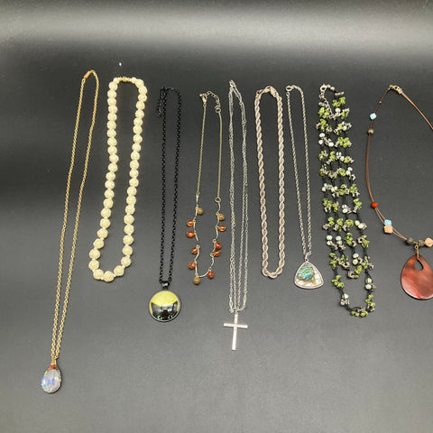 Vintage to Modern Costume Jewelry Lot of 11 Necklaces Pendants Beaded Chains