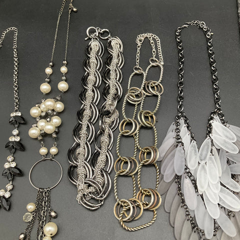Mixed Costume Jewelry Lot of 10 Necklaces Statement Faux Pearl Beaded 1.3 lbs
