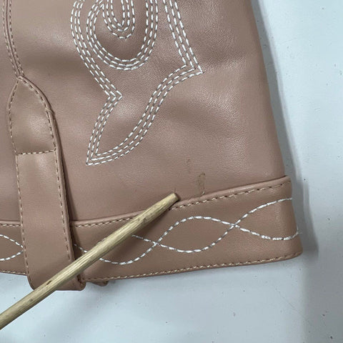 Billini Nude Faux Leather Western Knee High Boots Pointed Toe Size 8 New