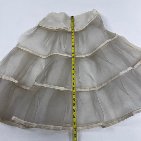 Vintage 1950s Tiered Crinoline Petticoat Slip Ivory Mesh Newform Sz 10