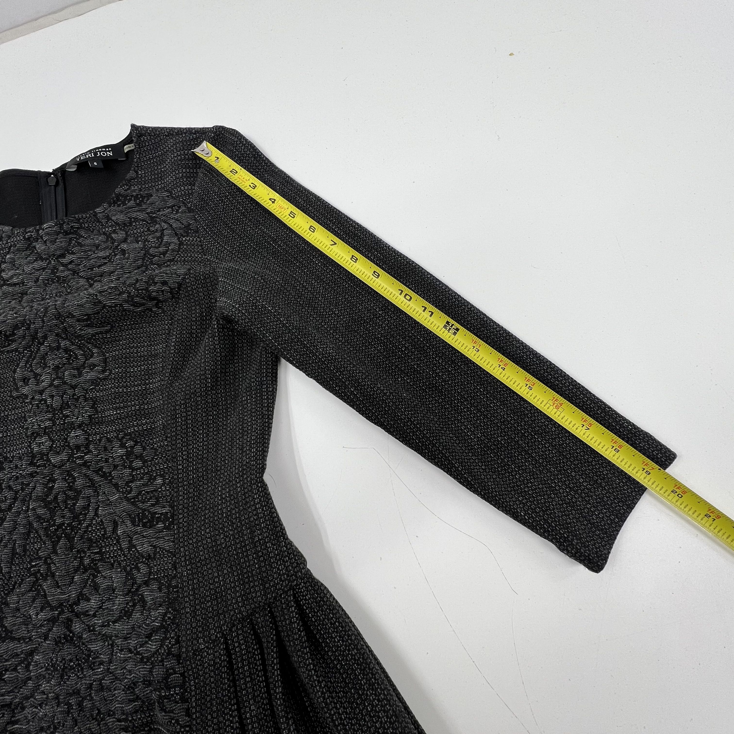 Teri Jon Rickie Freeman Embroidered Tweed Fit & Flare A-Line Dress Sz 6