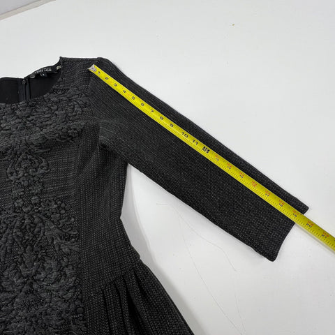 Teri Jon Rickie Freeman Embroidered Tweed Fit & Flare A-Line Dress Sz 6