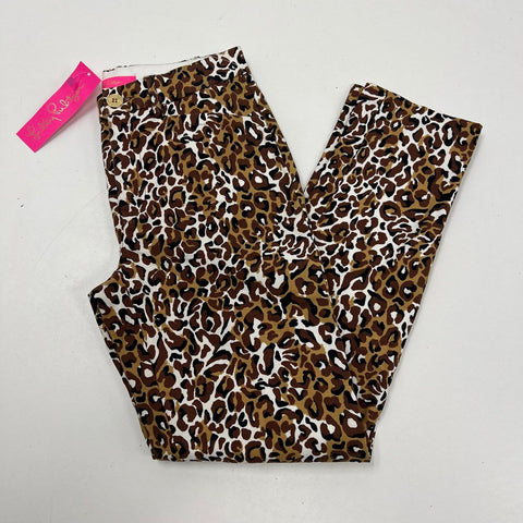 Lilly Pulitzer Women's Kelly Stretch Pants Brown Leopard Print NWT Sz 2