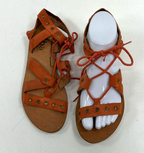 New Diba Terracotta Suede Studded Lace Up Gladiator Sandals Womens Size 6