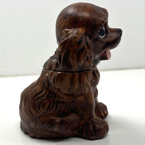 Vintage Ceramic Dog Cookie Jar Cocker Spaniel 10 Inch Hand-Painted Figurine
