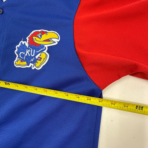 Vintage 90s Majestic Kansas Jayhawks NCAA Baseball Jersey Made in USA Sz M
