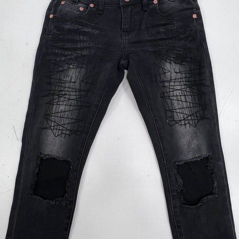 One Teaspoon Women's Freebirds II Black Distressed Fitted Leg Jeans Sz 26 NWT