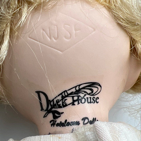 Vintage Duck House Heirloom Dolls Bisque Porcelain Doll Blonde Hair Bear 11 Inch
