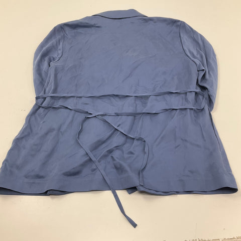 Ann Taylor NWT Blue Lyocell Drapey Open Front Trench Jacket Women's Size 14