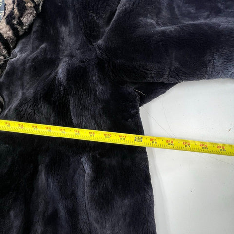 Vintage 80s Faux Fur Swing Coat Zebra Animal Print Trim Made in Canada SJW