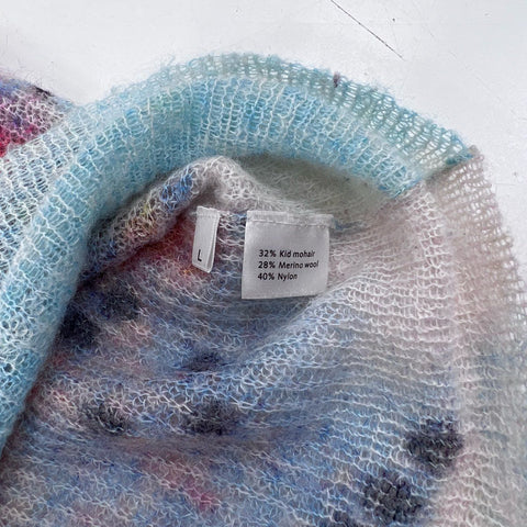 Paynestar Women's Pink Abstract Kid Mohair Merino Wool Blend Sweater Sz L