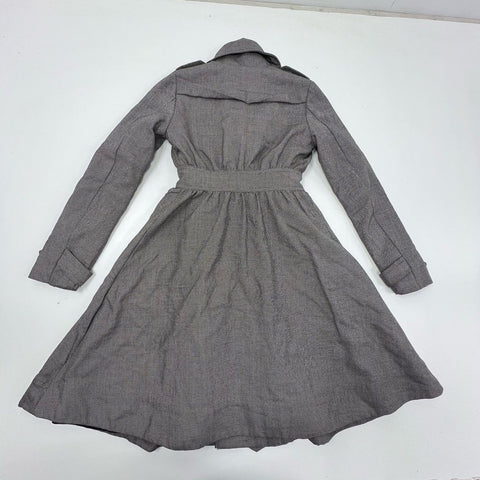 Diesel Women's Gray Houndstooth Wool Blend A-Line Trench Coat Quilted Lined XXS