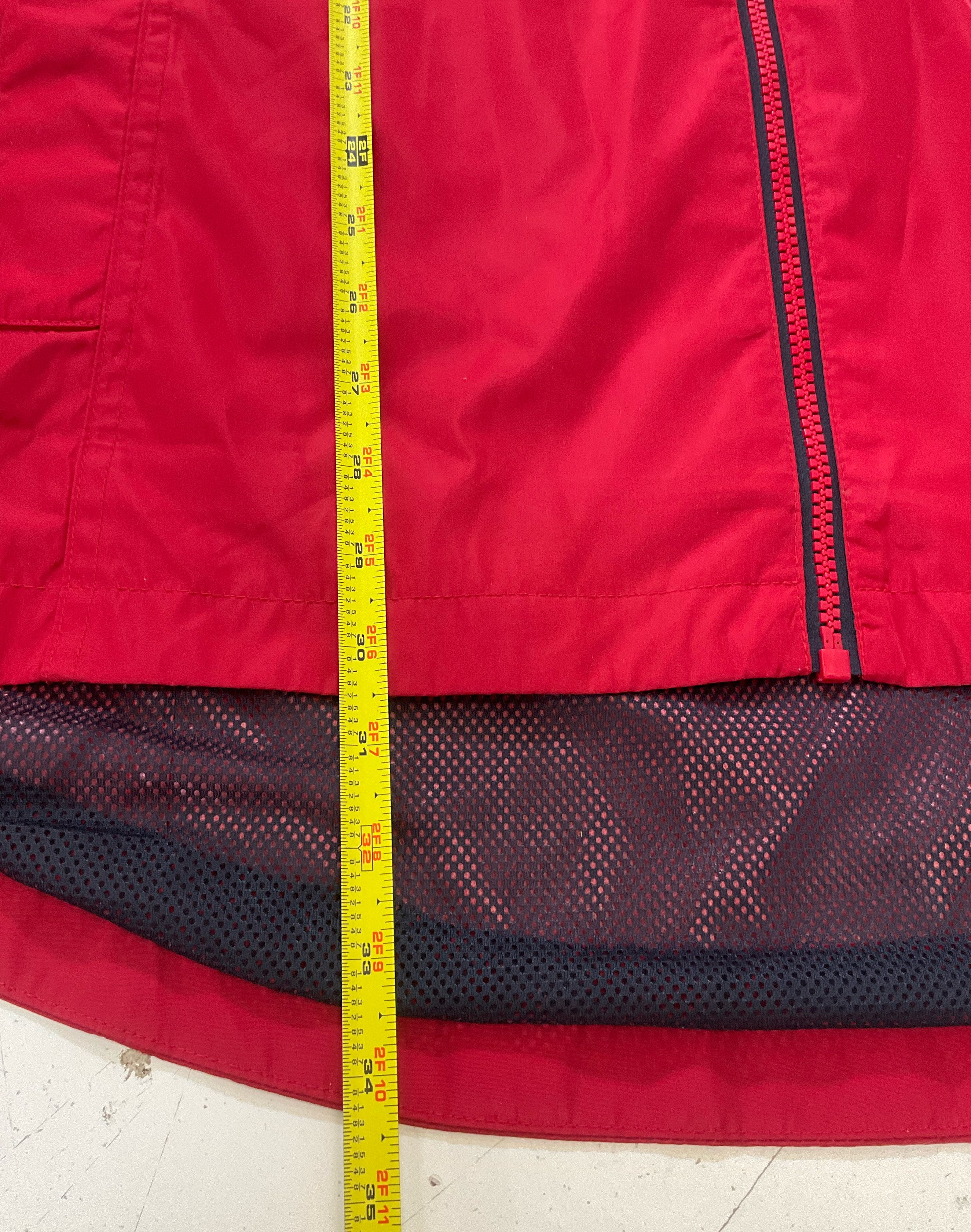 Tommy Hilfiger Women's Red Hooded Windbreaker Jacket Drawstring Waist Size XL