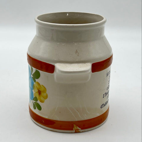 FTD Secla Portugal Ceramic Utensil Holder Floral Measurement Chart Vintage