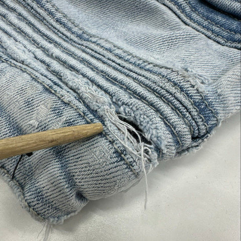 True Religion Men's Rocco Skinny Jeans Light Wash Biker Moto Distressed Size 33