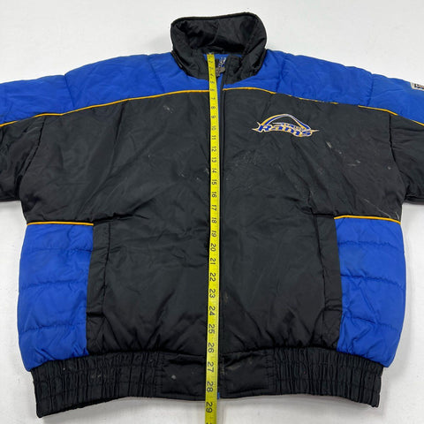 Vintage 90s Pro Player Men's St Louis Rams Puffer Jacket Blue Black Sz M