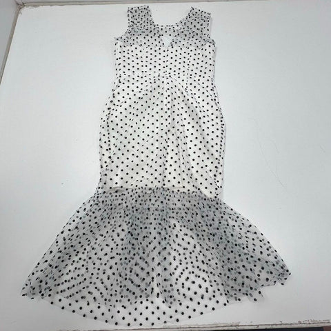 Simona Maghen NWT Muse White Black Polka Dot Mermaid Dress Women's 6
