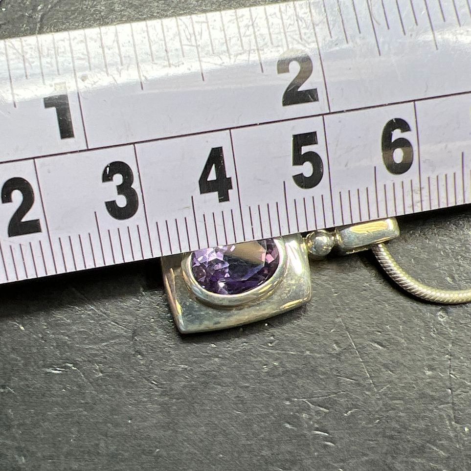 925 Sterling Silver Purple Amethyst Pendant Necklace 11.9g